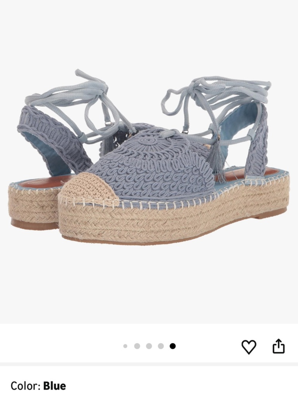 Chinese Laundry Light Blue Crochet Espadrille Lace-Up Flats